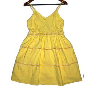 SHEIN yellow eyelet short strappy A-line dress